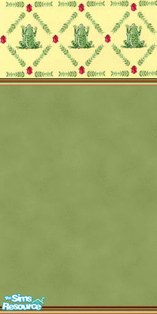 Sims 2 — Frogs and Lady Bugs by paulajedi — Border with frogs and lady bugs on a green, textured wall.