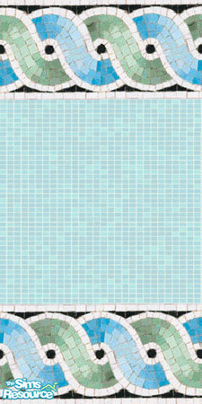 Sims 2 — Blue & Green Serpentine Tile Wall by oldmember_Piej — Cool blue and soothing green tiles intertwine in a