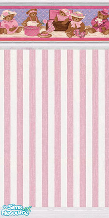 Sims 2 — Pink Teddy Wallpaper by Merlin_of_Simtonia — Girls bedroom wallpaper. ~LeMaya Collection~