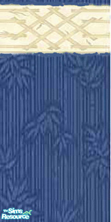 Sims 2 — Blue Bamboo wall w/border by SpunkyBel — Perfect with the blue bamboo flooring and on any wall. Minimal costs