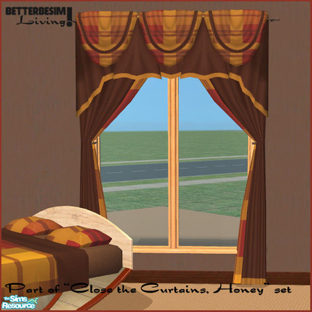 Sims 2 — "Close The Curtains, Honey",  Fudge and by BetterbeSim — Draped curtains matching the BetterbeSim's
