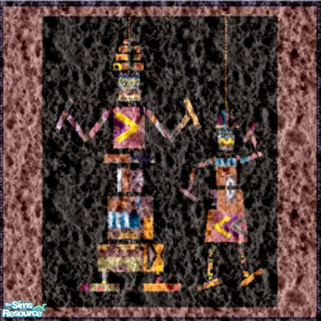 Sims 2 — African Puppets Rug by LaLunaRossa72 — A thick square rug with African puppets. Silk-made textile work, comes in