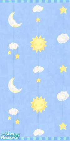 Sims 2 — Night Time by GimpNelly — Stars, moons, and clouds on a blue background, perfect for a nursery or child's
