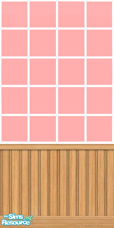 Sims 2 — Salmon Leap 3 by LittleSimPeople — Salmon coloured tile w/wood wainscot . Check out the floors to match.