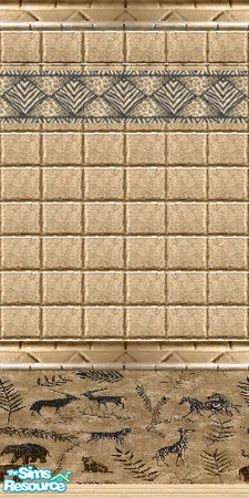 Sims 2 — Safari bathroom wall tiles by Bitzybus — Tiles with wildlife patterns and decorations.