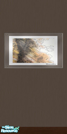 Sims 2 — Wall of Art Set, color Tan with abstract by BetterbeSim — Wall with abstract art under an acrylic cover. Use it