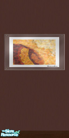 Sims 2 — Wall of Art Set, color Maroon with abstr by BetterbeSim — Wall with abstract art under an acrylic cover. Use it
