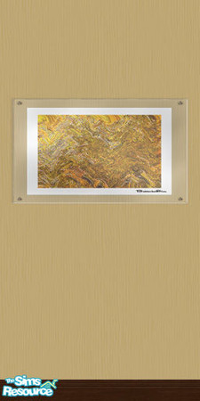 Sims 2 — Wall of Art Set, color Wheat with abstra by BetterbeSim — Wall with abstract art under an acrylic cover. Use it