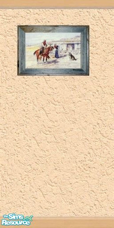 Sims 2 — Peach stucco wallpaper with picture 2 by lledford — This part of the wallpaper set includes a painting so you