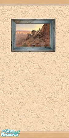 Sims 2 — Peach Stucco Wallpaper with Picture 1 by lledford — This part of the wallpaper set includes a painting so you