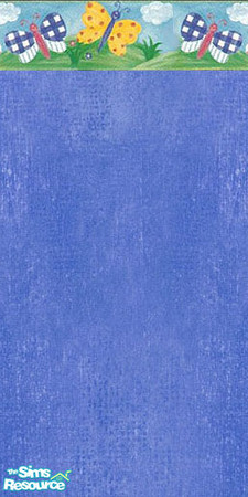 Sims 2 — Blue wall with border by Vexy — Blue textured wallpaper with a butterfly border.