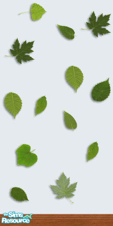 Sims 2 — Forest Leaves Wallpaper by scoopie — Realistic leaf print to bring the outside in. With wood kick moulding (or
