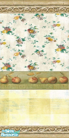Sims 2 — JP Paper & Border 2 by Jonchloe — Apples & Pears with Yellow & Gold!