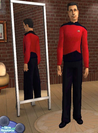 Sims 2 — Star Trek TNG Male Uniform (Red) by Jahlaundromat — Red Uniform from Star Trek: The Next Generation