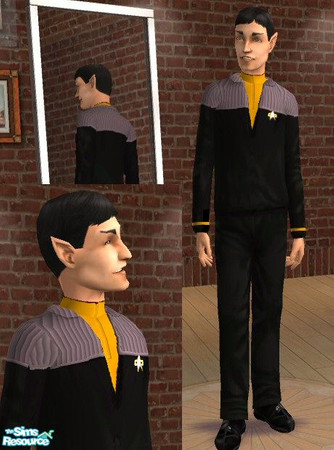 Sims 2 — Star Trek Yellow Uniform by tsn81 — Post First Contact style engineering & security officers uniform for