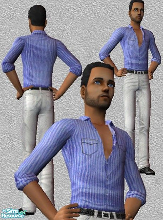 Sims 2 — DG Blue Shirt and White Jeans by Dgandy — A fresh new look for your male Sim