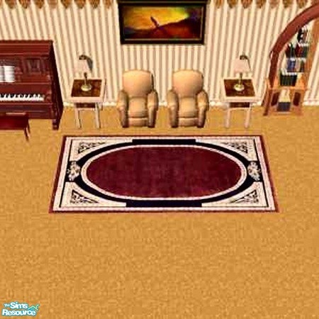 Sims 2 — Click and Drag Maroon Rug 2X4 by Raveena — This 2 X 4 area rug is made with 2 pieces of carpeting. Choose piece