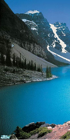 Sims 2 — Northern Exposure Wall Mural - Panel 1 by TrailRunner782 — A mountain range backdrop with a crystal clear pond