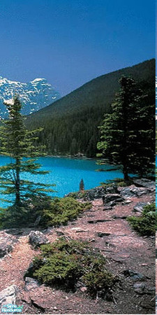 Sims 2 — Northern Exposure Wall Mural - Panel 3 by TrailRunner782 — A mountain range backdrop with a crystal clear pond