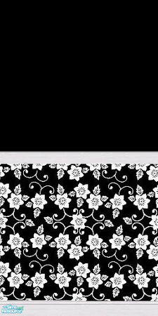 Sims 2 — Mono Living Room - Flowered Wallpaper & Black Paint by sallyhails — For those Sims who crave a black and