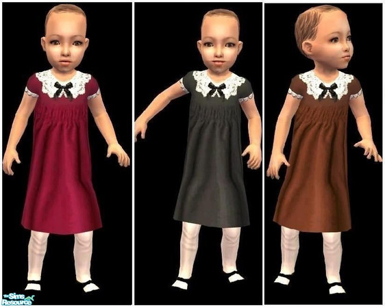 Sims 2 — JPtofdaily2 by juttaponath — Velvet dress with tights for toddlers. No mesh or expansion pack required.