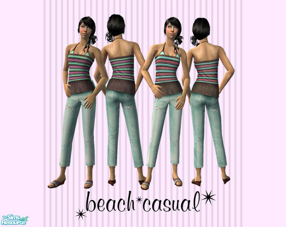 Sims 2 — Beach Casual Collection by ScoobySnax — The ensemble is a great for a stroll along the beach. The 3/4 length