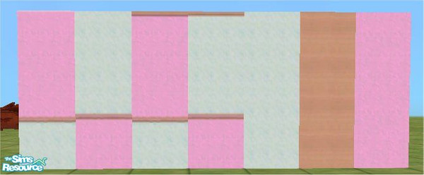 Sims 2 — bright wall set 2 by tambriah — purple & teal with chair rail, purple & teal with trim & chair rail,