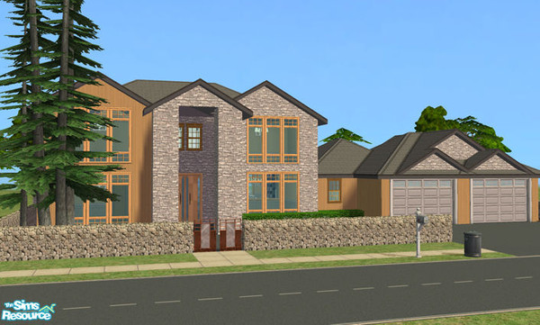 Sims 2 — Modern Ranch by mpg2003 — Contemporary ranch with a large rear garden, pool and double garage. Would suit a