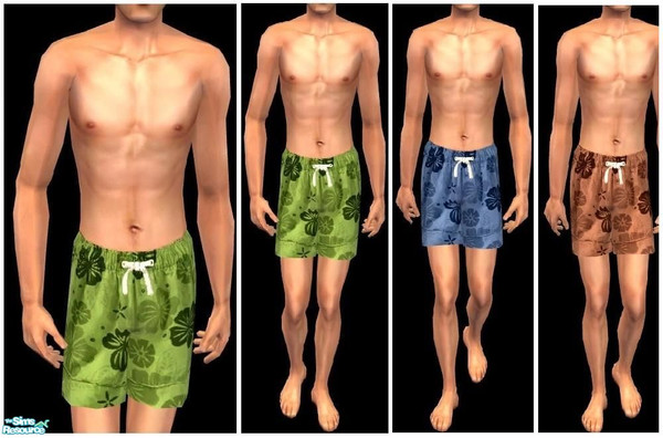 Sims 2 — JPtmswim1 by juttaponath — Hawaiian shorts for teens. No mesh of expansion pack required.