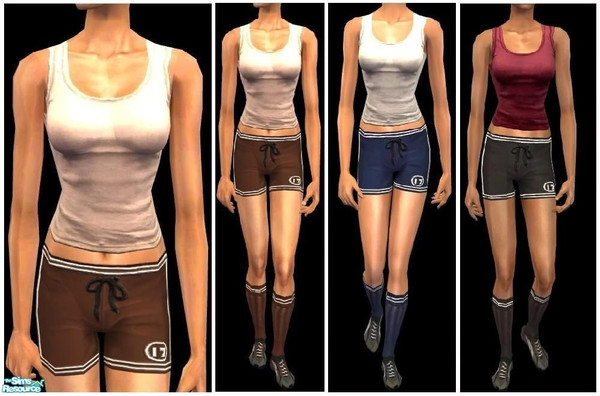 Sims 2 — JPayafgym1 by juttaponath — Top, shorts and socks for adults and young adults. No mesh or expansion pack