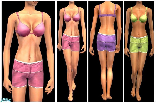 Sims 2 — JPayafswim2 by juttaponath — Surfer shorts and bikini top for adults and young adults. No mesh and no expansion