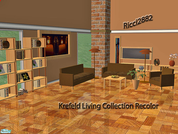 Sims 2 — Krefeld Living Recolor by TheNumbersWoman — A Recolor of the Krefeld Living Collection. Still priced for the
