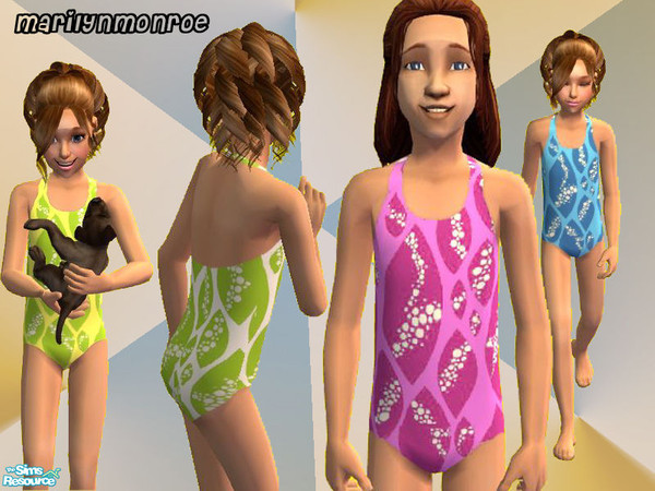 Sims 2 — 4 swimsuits Bubbles by marilynmonroe — 4 bright colours. enjoy!