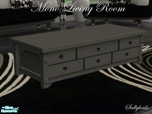 Sims 2 — Mono Living Room - Large Coffee Table by sallyhails — For those Sims who crave a black and white exsistence. Set