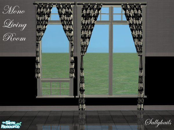 Sims 2 — Mono Living Room - Flowered Curtains by sallyhails — For those Sims who crave a black and white exsistence. Set