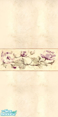 Sims 2 — Beige wallpaper with border by Vexy — Beige wallpaper accented with a floral border.