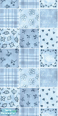 Sims 2 — Blue Patch Work by Vexy — Lovely blue floral patch work.