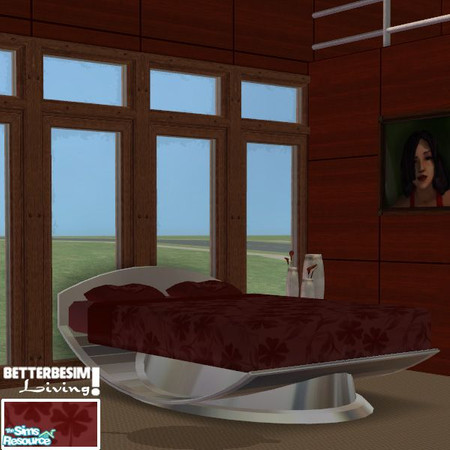 Sims 2 — DuoTone Bedding set, color Red by BetterbeSim — Bedding with a flowerpattern in Red duotone. Created by