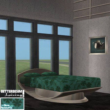 Sims 2 — DuoTone Bedding set, color Teal by BetterbeSim — Bedding with a flowerpattern in Teal duotone. Created by