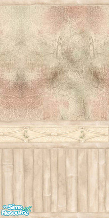Sims 2 — Ivory Bamboo1 by TSR Archive — Faux finish wall with ivory bamboo border, trim and wainscoting.