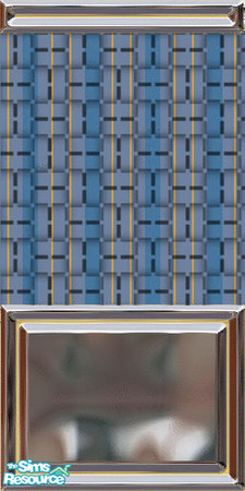 Sims 2 — Blue with chrome by buntah — This one is certainly unique. Blue pattern with reflective chrome wainscoating. :-)