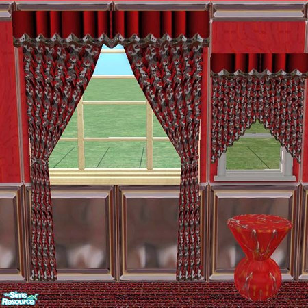 Sims 2 — Red and Black Curtains by buntah — These are the curtains for my Red Chrome Bedroom set. Available in two sizes.