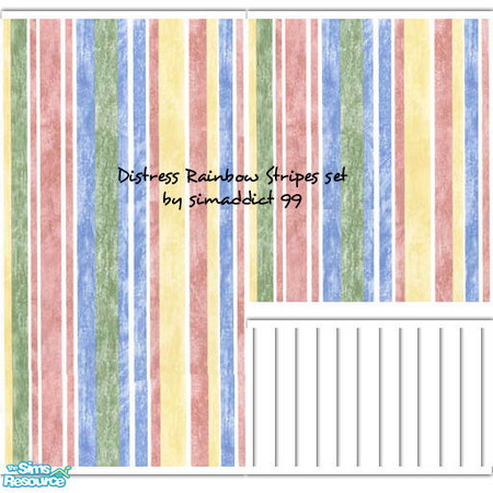 Sims 2 — Rainbow Stripes Wallpaper by TSR Archive — Distressed rainbow stripes wallpaper perfect for kids.