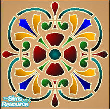 Sims 2 — Mosaic Tile by Pinecat — Terra cotta tile with a mosaic design.