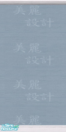 Sims 2 — Oriental Essentials, Lightblue wallcover by BetterbeSim — Handmade silk wallcovering with Kanji writing, Created