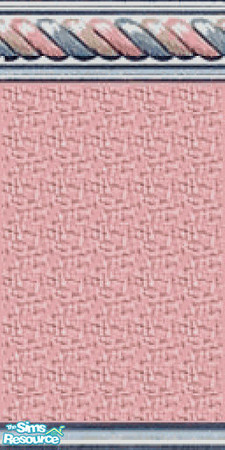 Sims 2 — Pink Rings by Raveena — Rose colored wallpaper with a multi-colored ring border. There's pink carpeting to