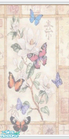 Sims 2 — Butterflies by Sol�a — A wallpaper in soft tones with butterflies.