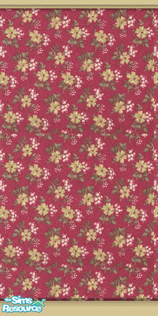 Sims 2 — Rose Gingham by arenaria — A pretty rosey print wallpaper. Cream colored baseboard and top trim. Perfect for