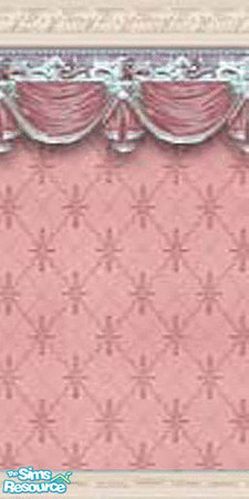 Sims 2 — am_drappedpink by Cruella — Pink drapped border on soft printed wallpaper.