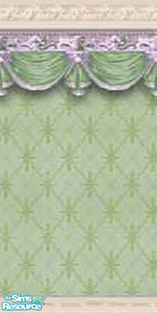 Sims 2 — am_drappedgreen by Cruella — Green drapped border on soft printed wallpaper.